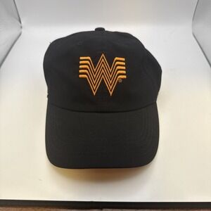 Whataburger Black Hat Cap Adjustable Strapback Logo Embroidered Employee Work